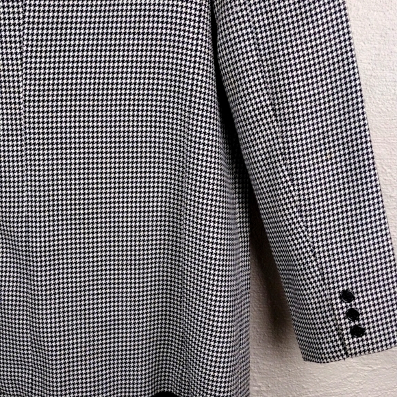 Spiegel Houndstooth Wool Blend One Notched Long Sleeve Button Front Blazer - Picture 12 of 14